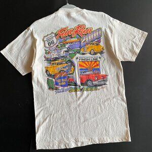 Vtg Route 66 2000 Fun Run T-Shirt Hanes Beefy-T Made in USA Car Graphic Tee Sz M